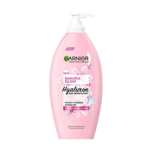 Garnier-hyaluron-lotion.jpg Garnier Sakura Glow Hyaluron Body Serum Lotion Uv 400ml - Image 1